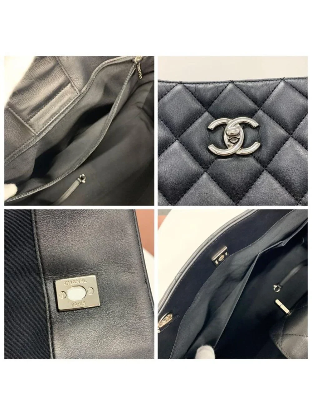Chanel CC Logo Quilted Lambskin Turnlock Chain Tote
